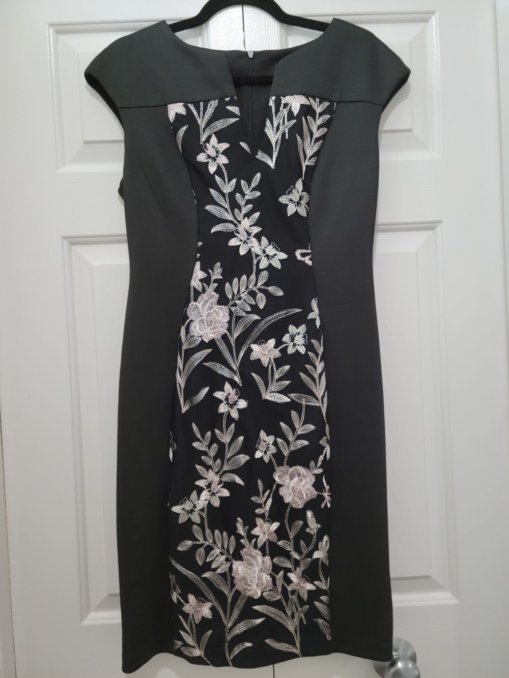 connected apparel Black Midi Dress with Silver Floral Embroidery - Picture 6 of 11